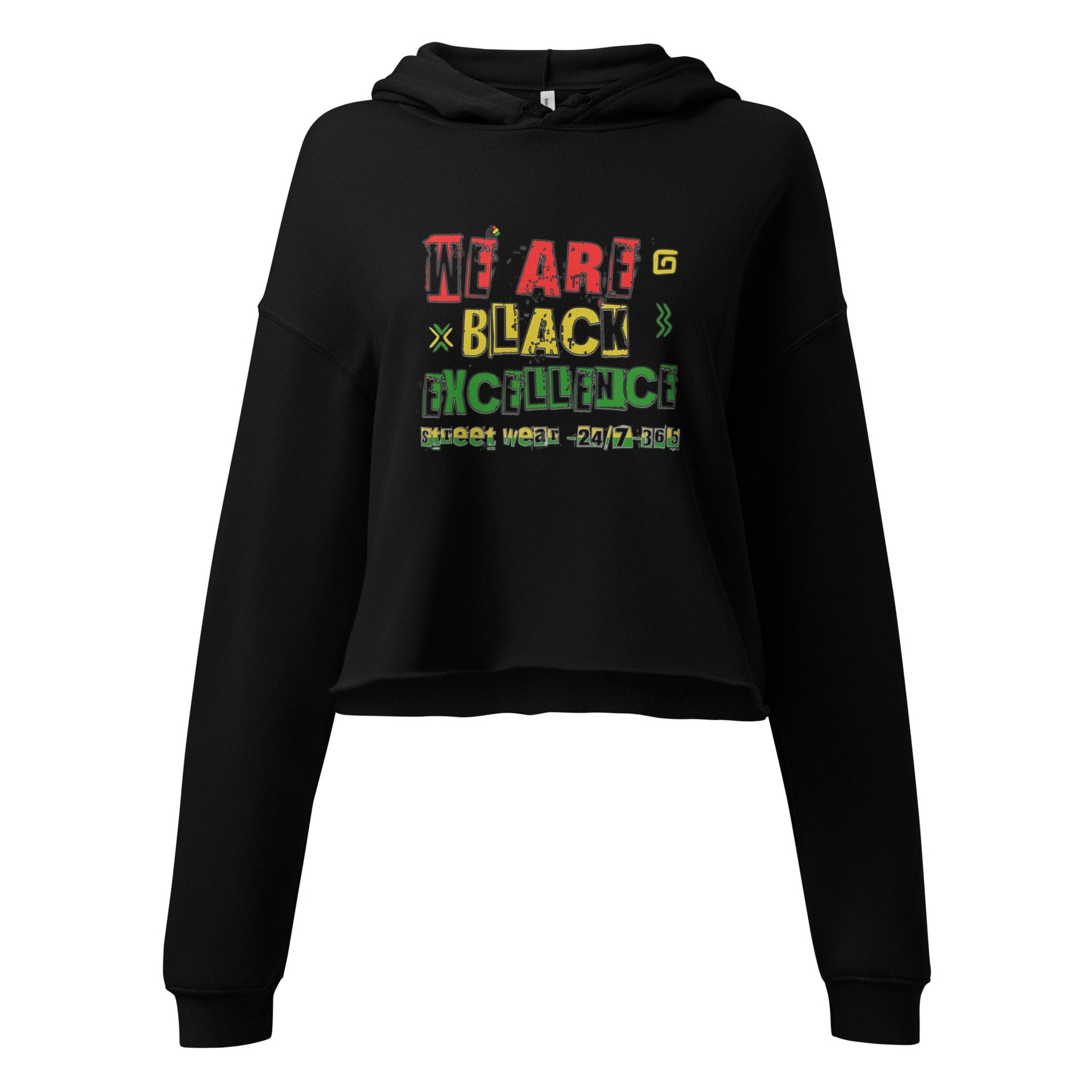Stylish3Tees.com Black / S We Are Black Excellence 24/7-365 Crop Hoodie