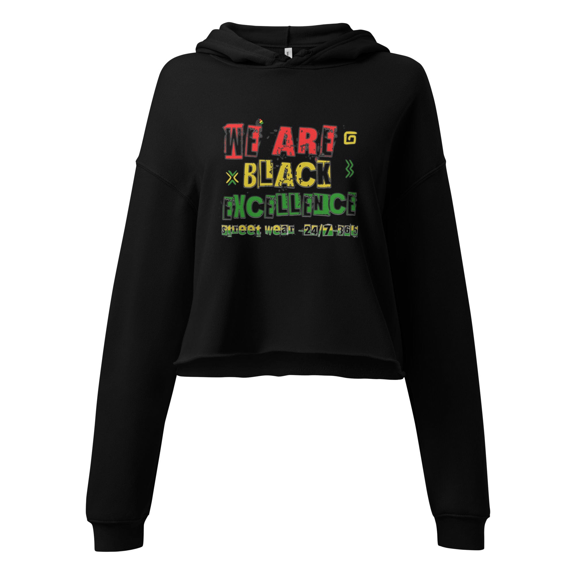 Stylish3Tees.com Black / S We Are Black Excellence 24/7-365 Crop Hoodie