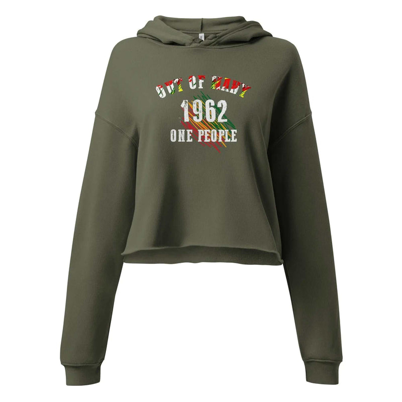 STYLISH3TEES.COM Military Green / S Out Of Many One People Ladies Crop Hoodie