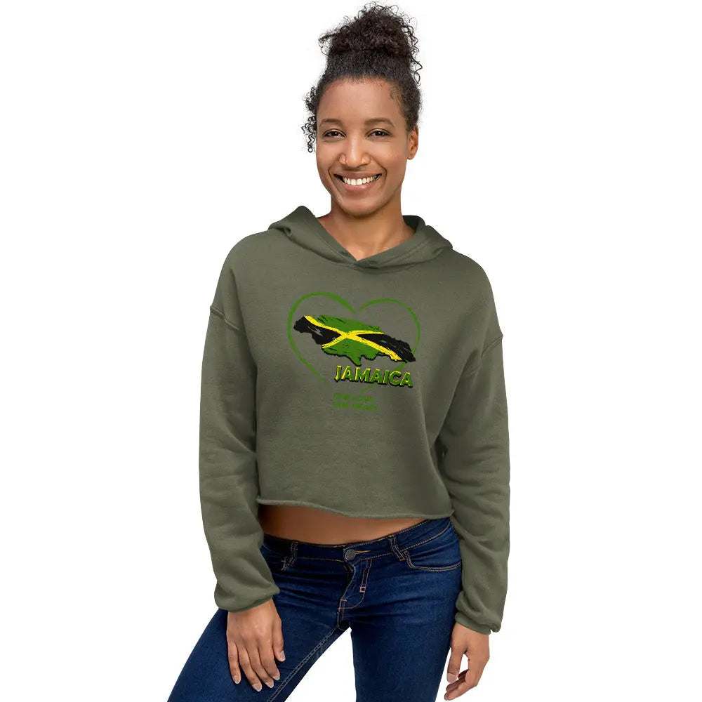 STYLISH3TEES.COM One Love One Heart Ladies Crop Hoodie