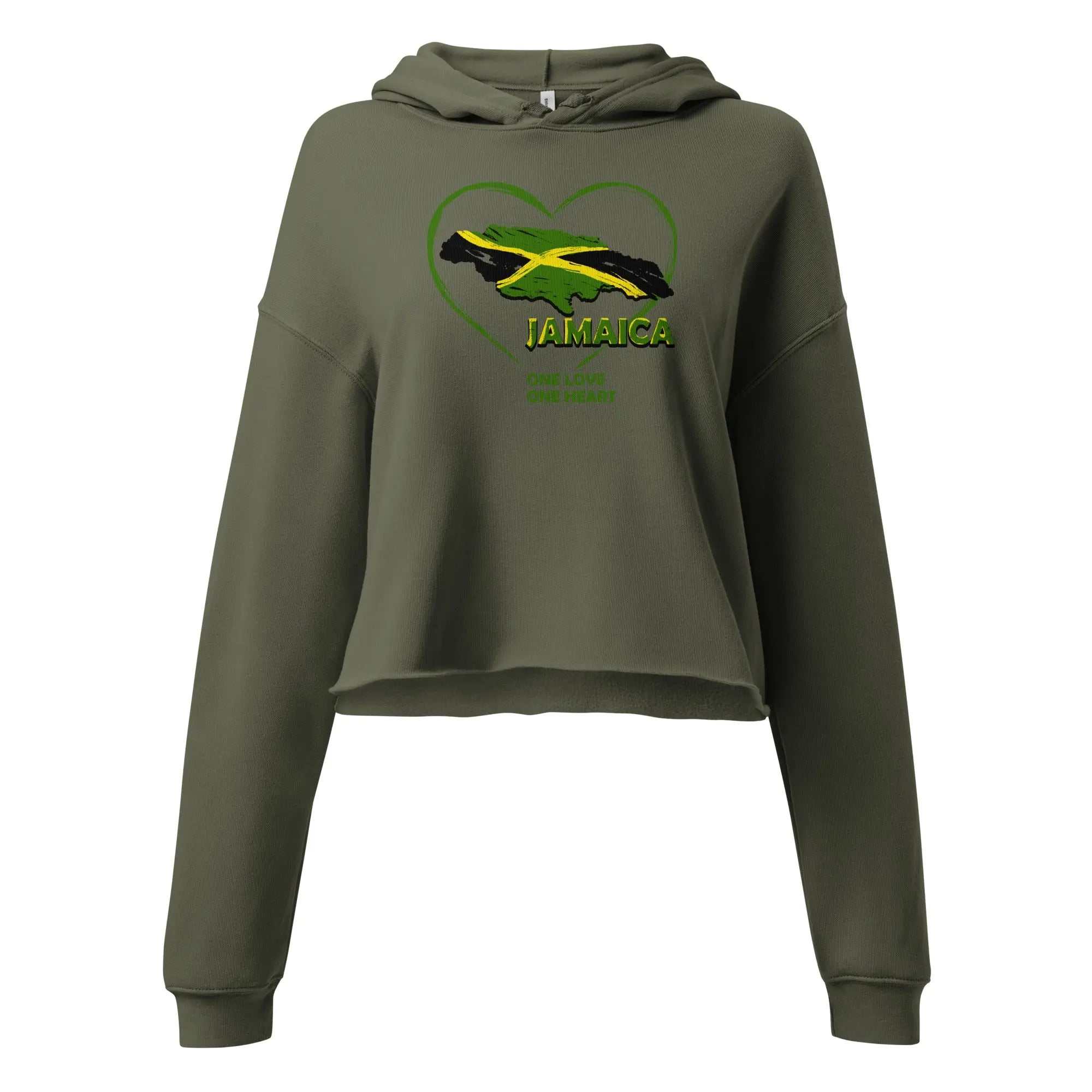 STYLISH3TEES.COM Military Green / S One Love One Heart Ladies Crop Hoodie