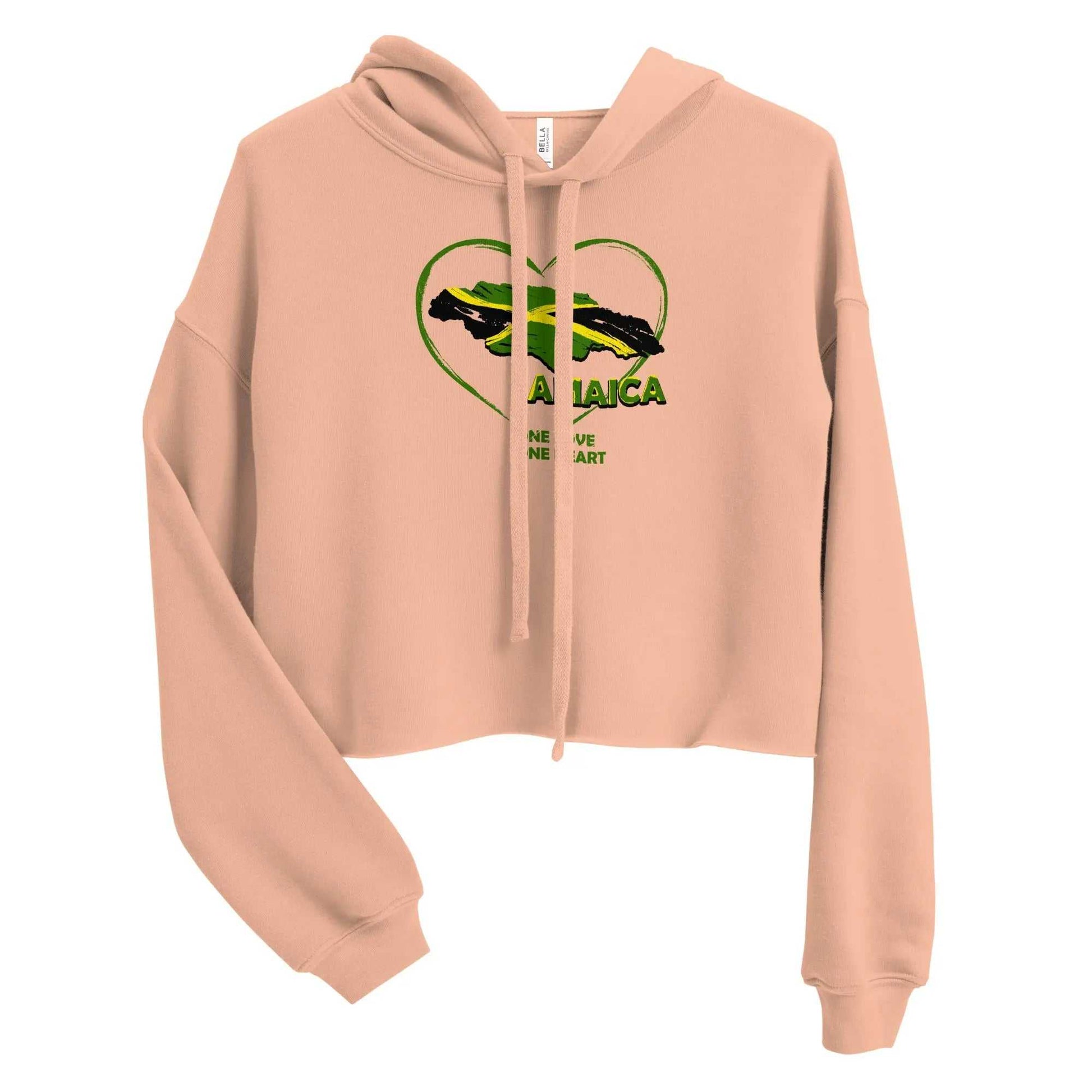 STYLISH3TEES.COM One Love One Heart Ladies Crop Hoodie