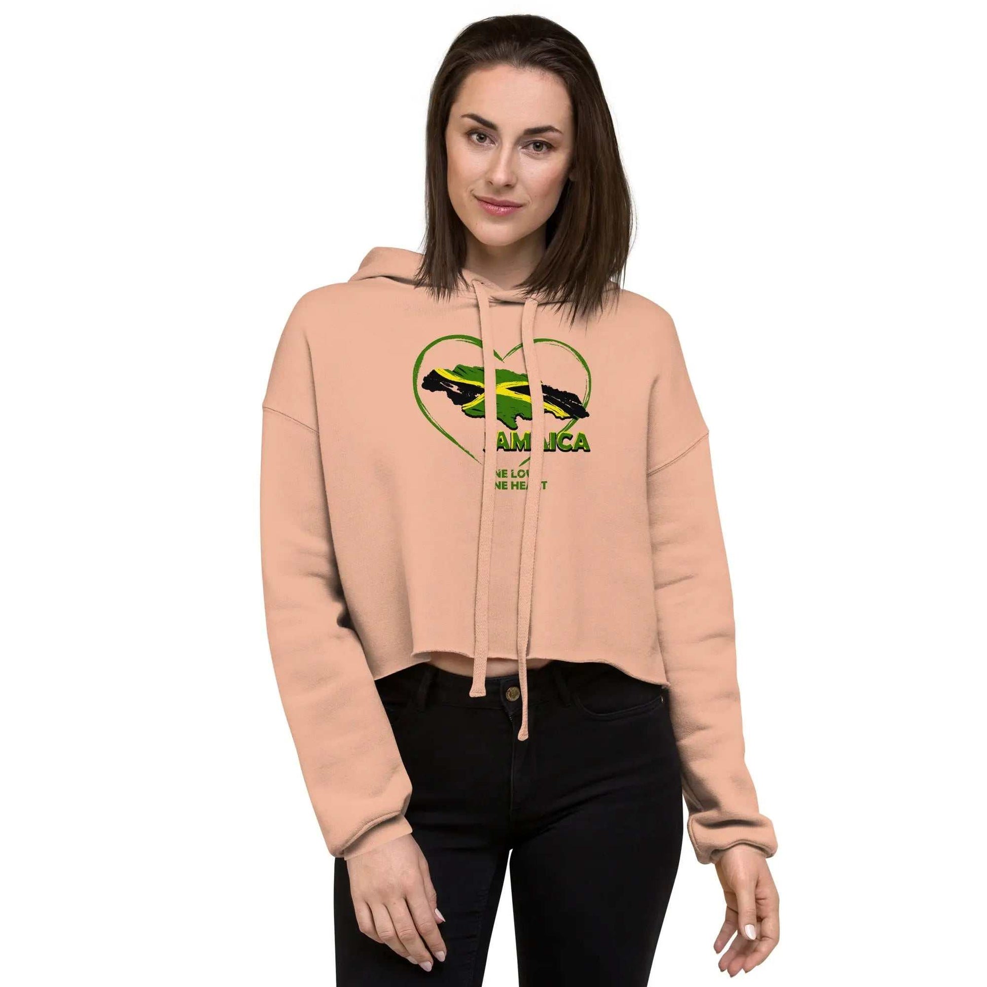 STYLISH3TEES.COM One Love One Heart Ladies Crop Hoodie