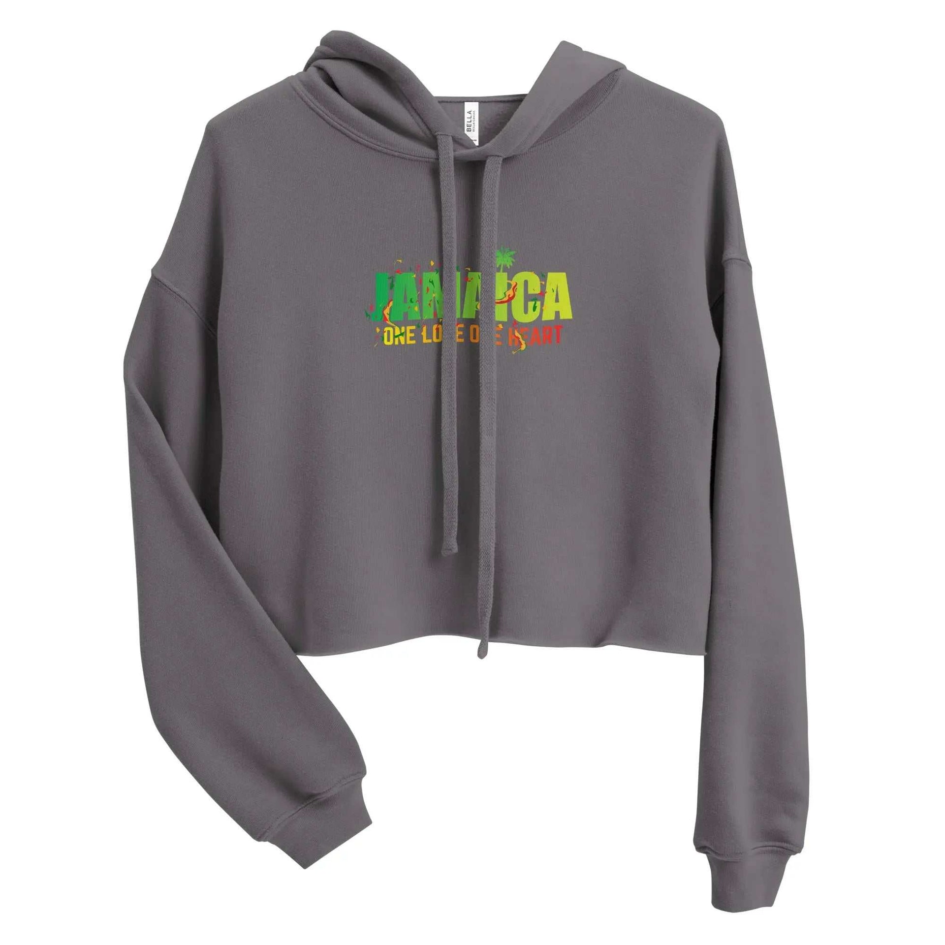 STYLISH3TEES.COM Jamaica One Love One Heart Ladies Crop Hoodie