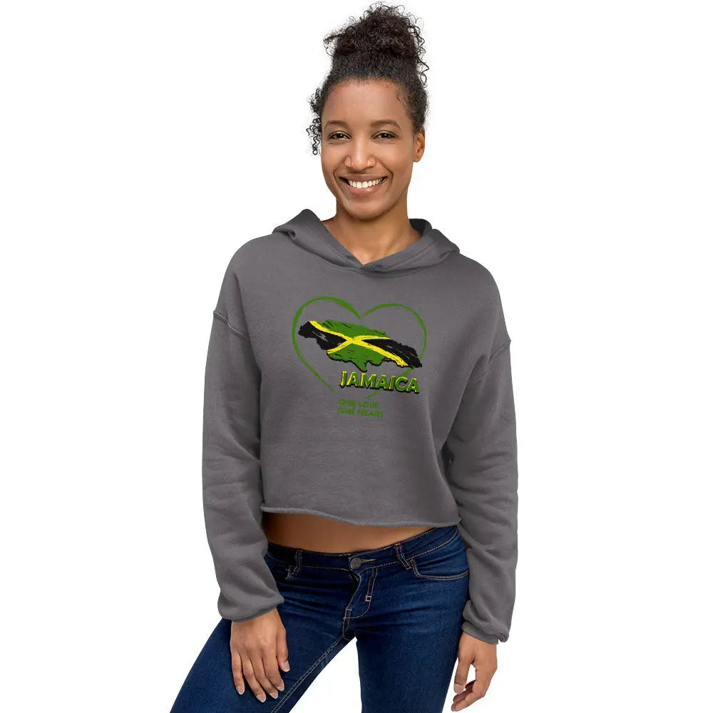 One Love One Heart Crop Hoodie - Stylish3Tees.com
