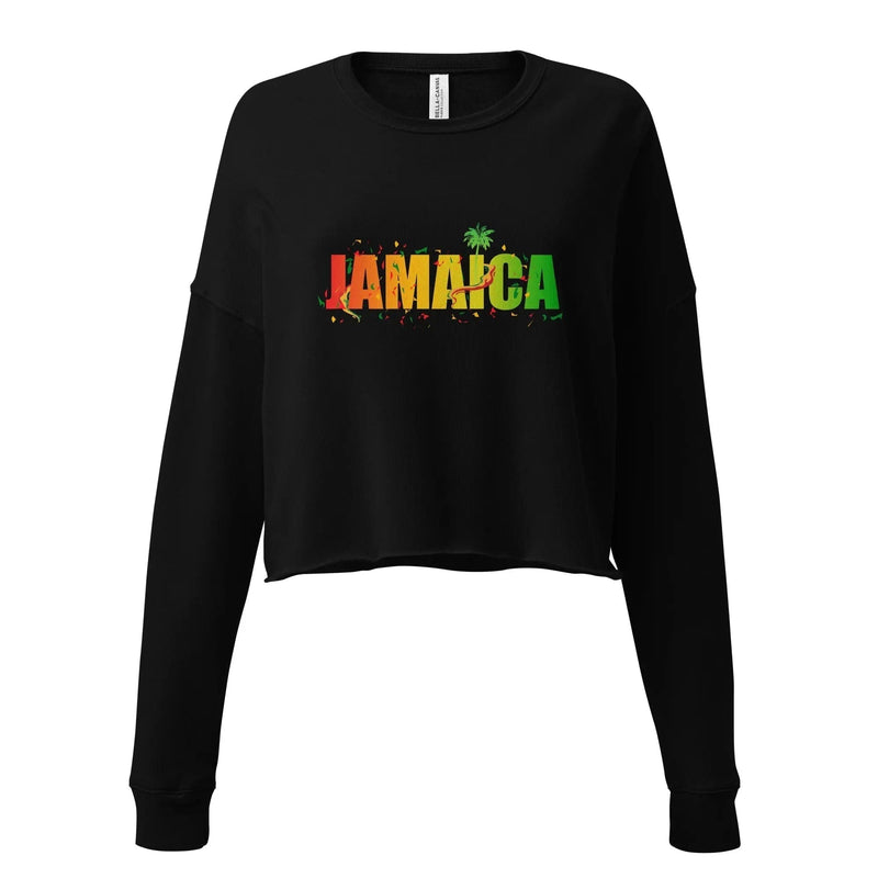 Printful Black / S Jamaica Out Of Many One People Crop Sweatshirt