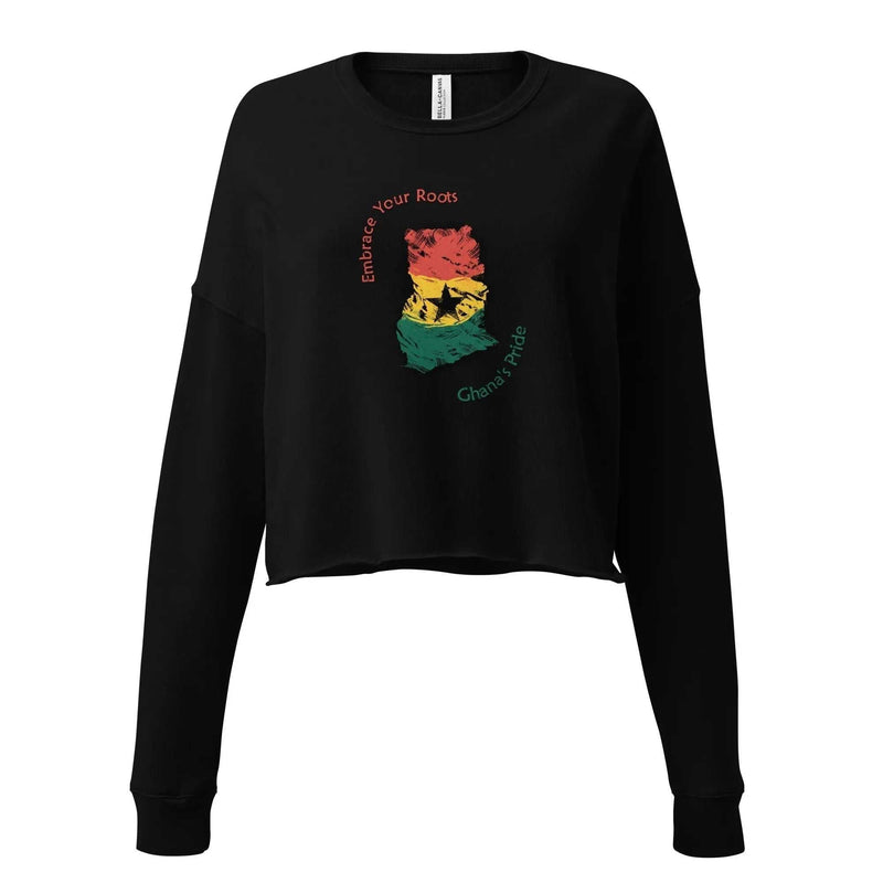 STYLISH3TEES.COM Black / S Roots Of  Ghana's Pride Crop Sweatshirt