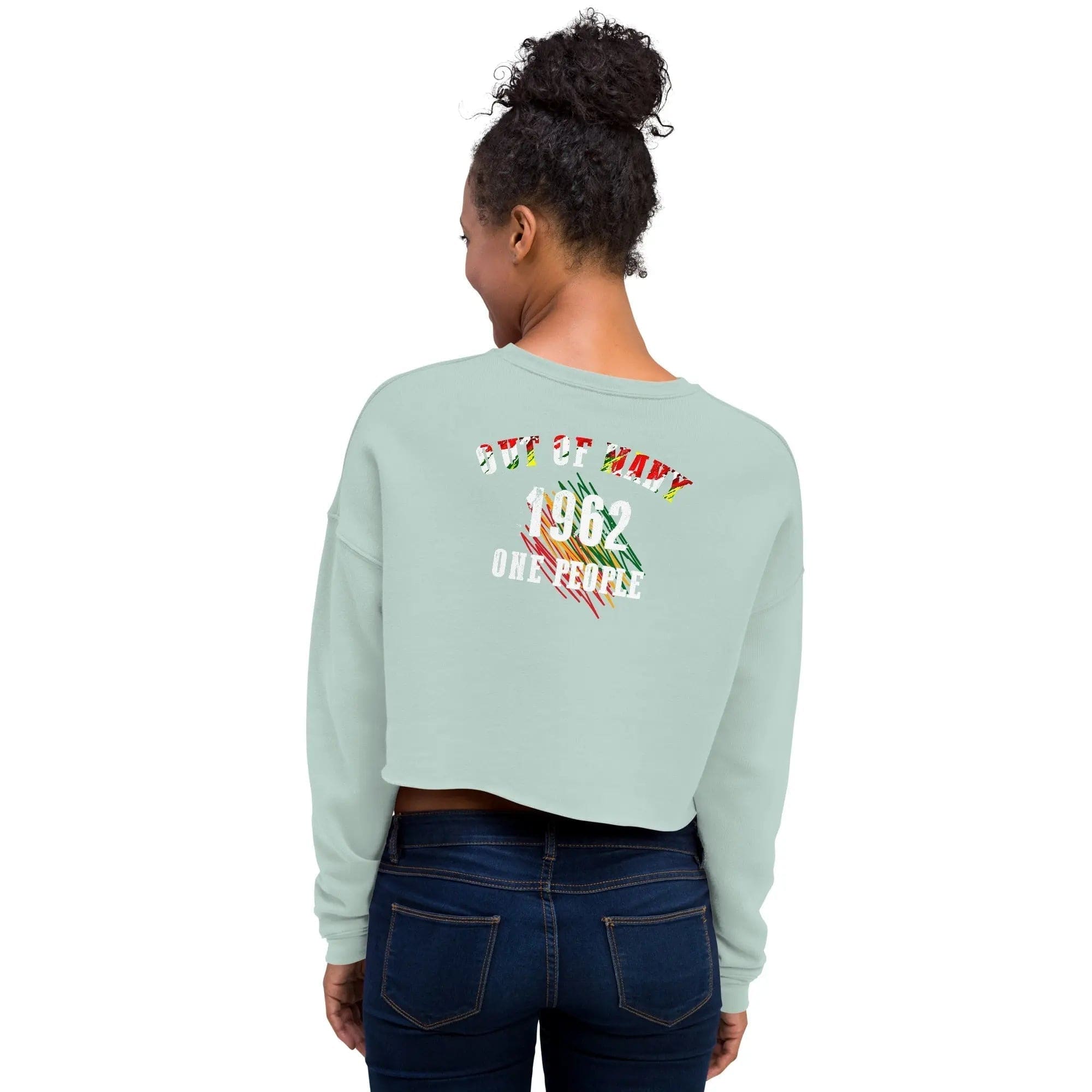 Printful Jamaica Out Of Many One People Crop Sweatshirt