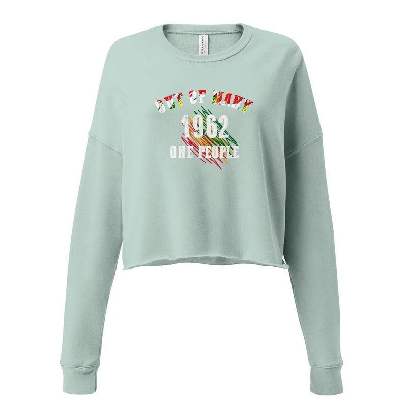 STYLISH3TEES.COM Dusty Blue / S Out Of Many One People Crop Sweatshirt