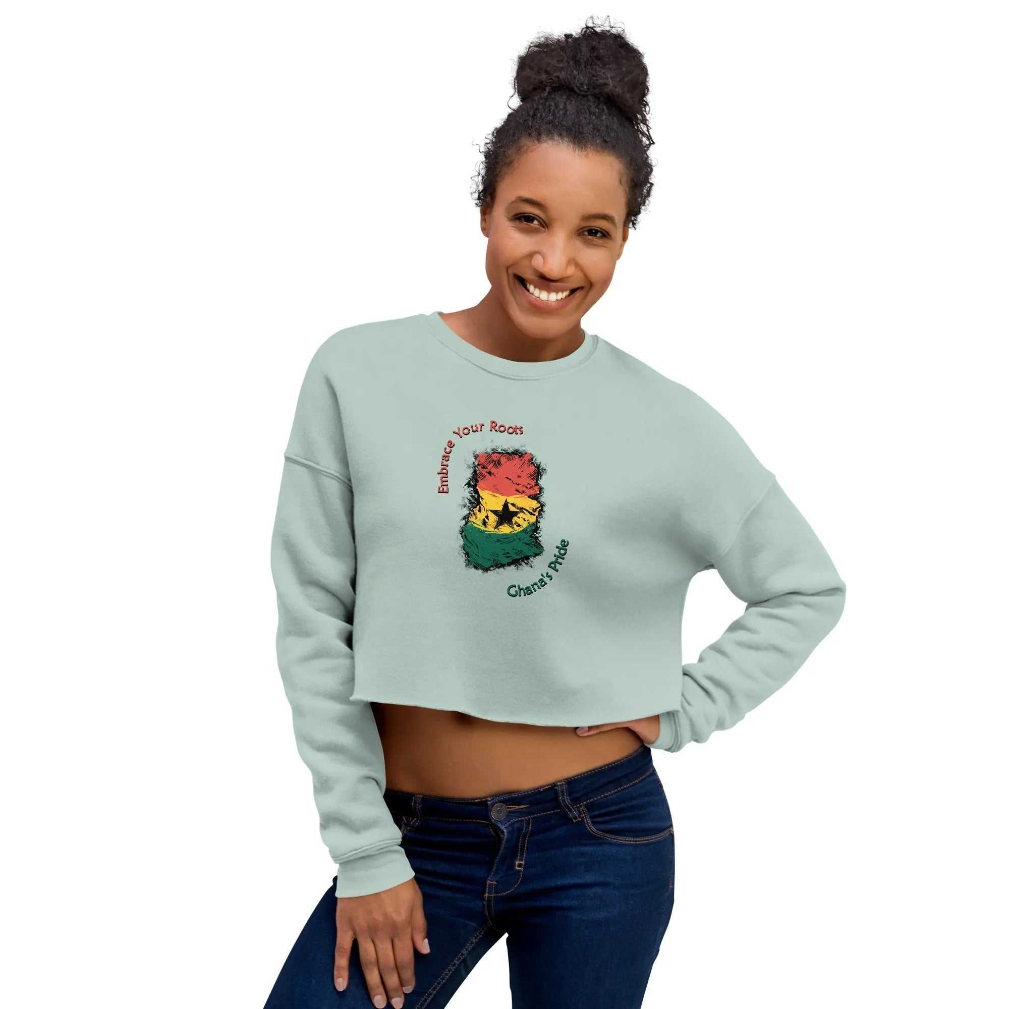 STYLISH3TEES.COM Roots Of  Ghana's Pride Crop Sweatshirt