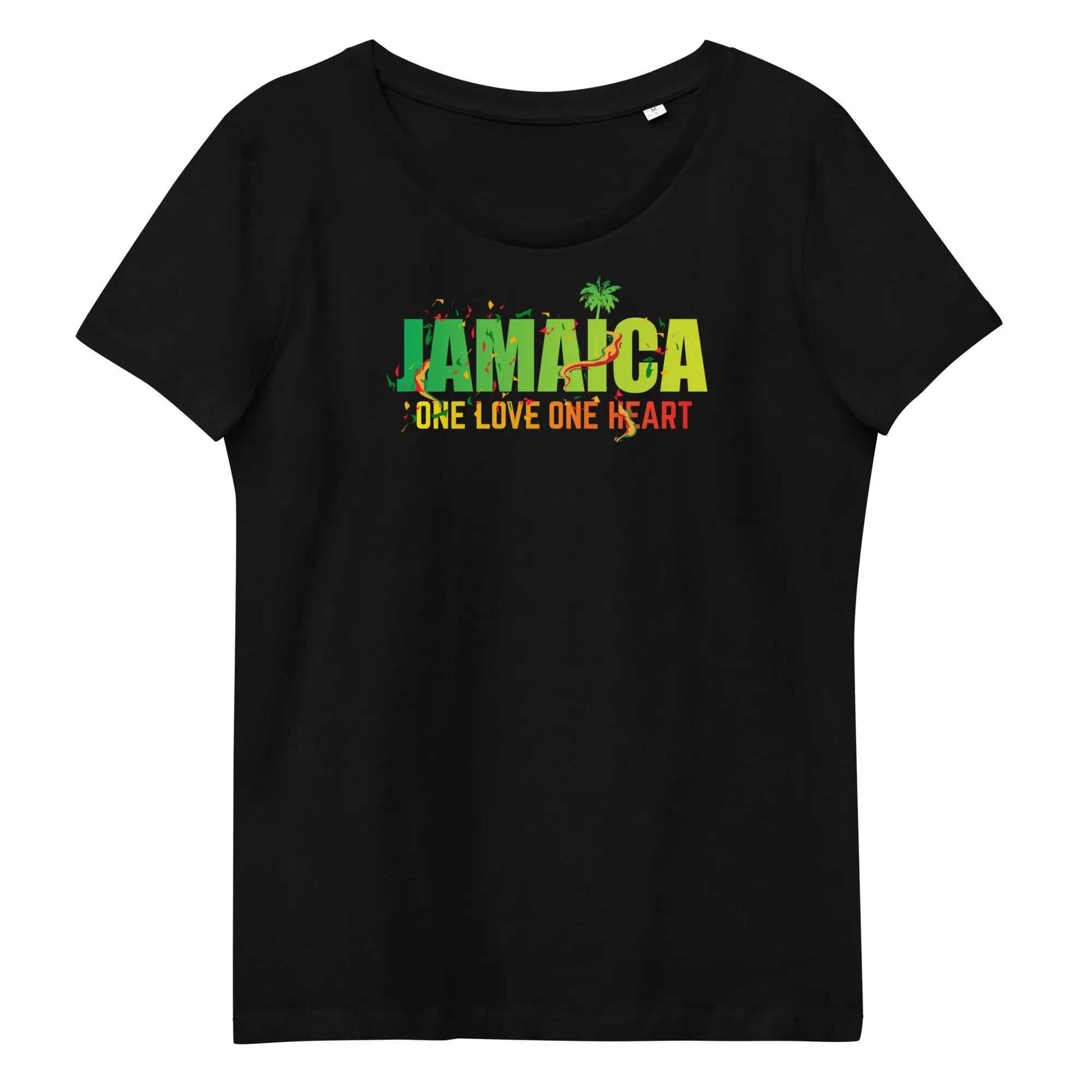 Stylish3Tees.com Black / S Jamaica One Love One Heart Womens fitted eco tee
