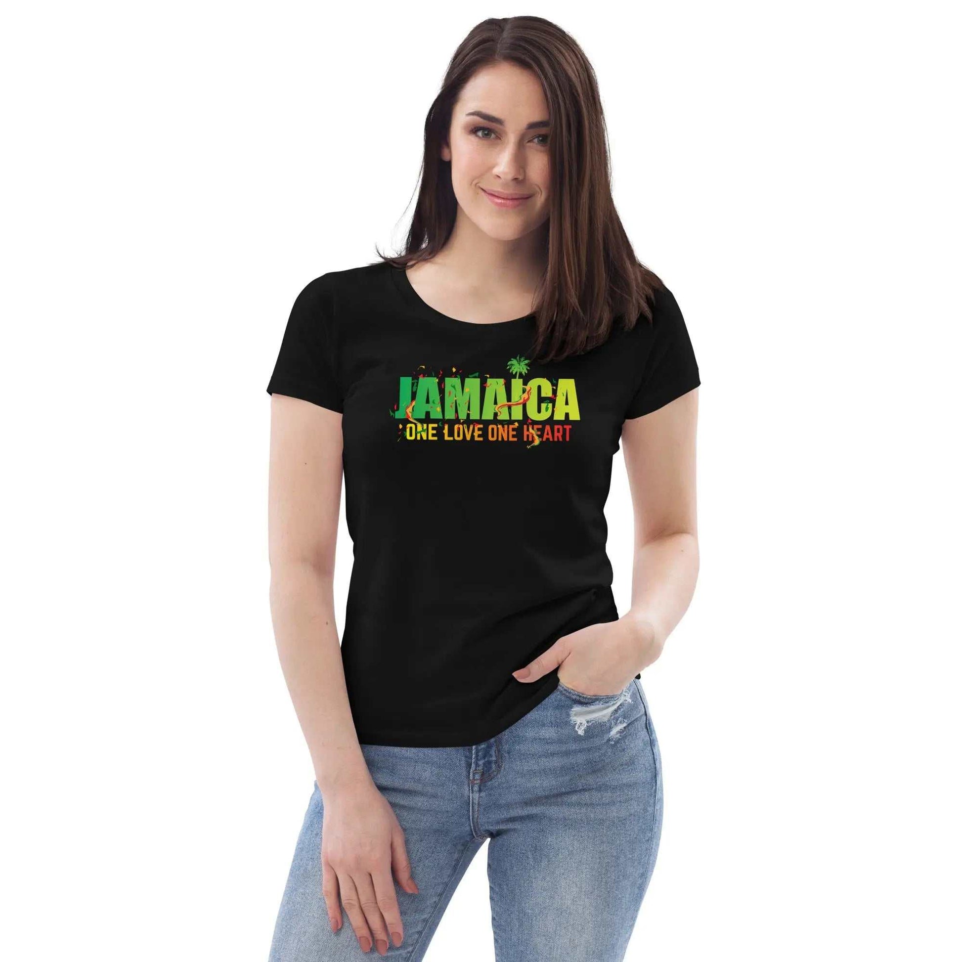 Stylish3Tees.com Jamaica One Love One Heart Womens fitted eco tee