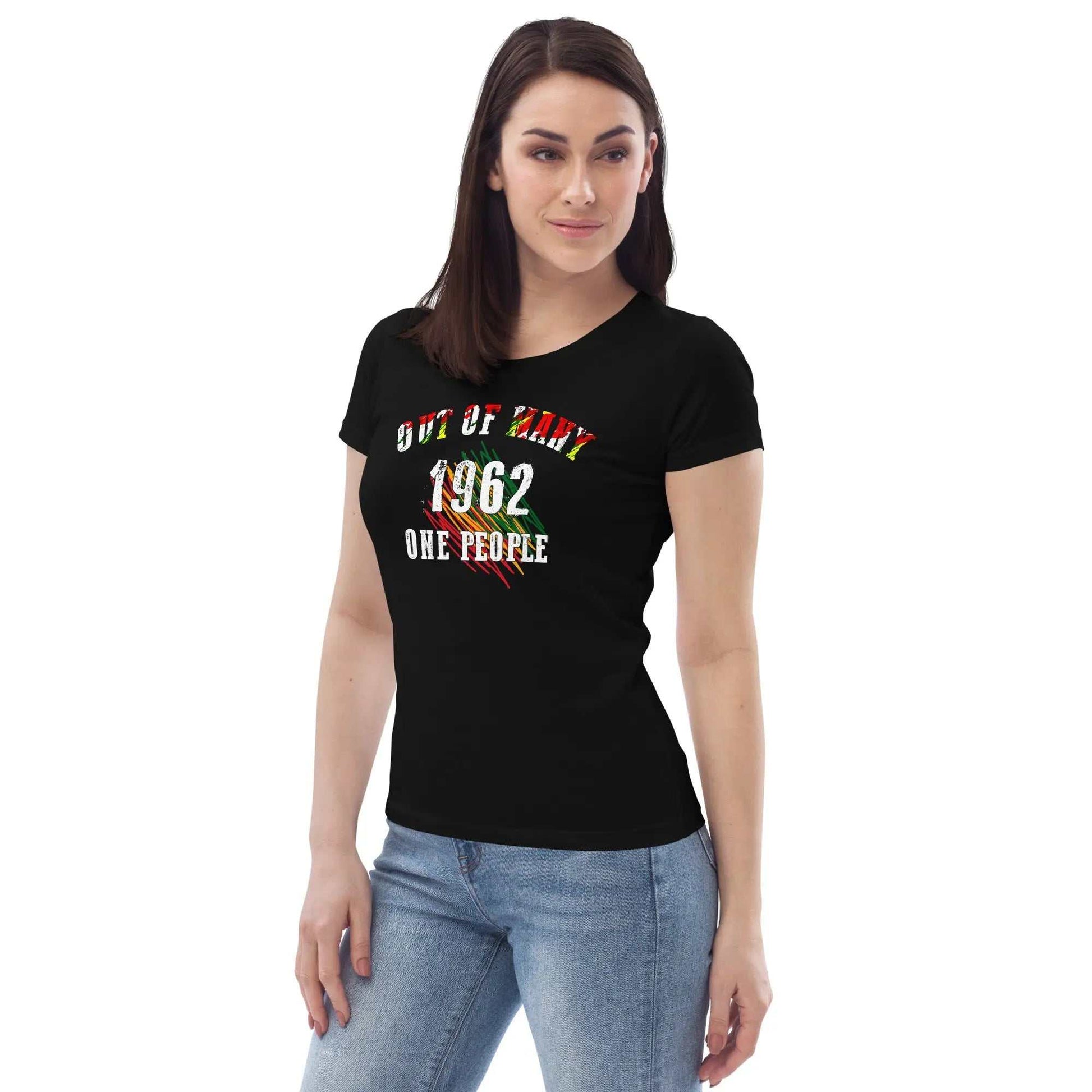 Stylish3Tees.com Out Of Many One People Women's fitted eco tee